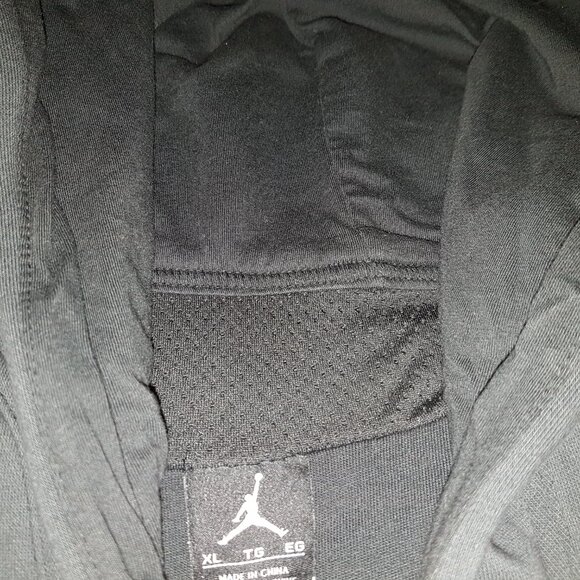 Jordan Letterman Button Up Varsity Hoodie 2 Tone Black Fleece + Poly Body XL - Picture 5 of 16